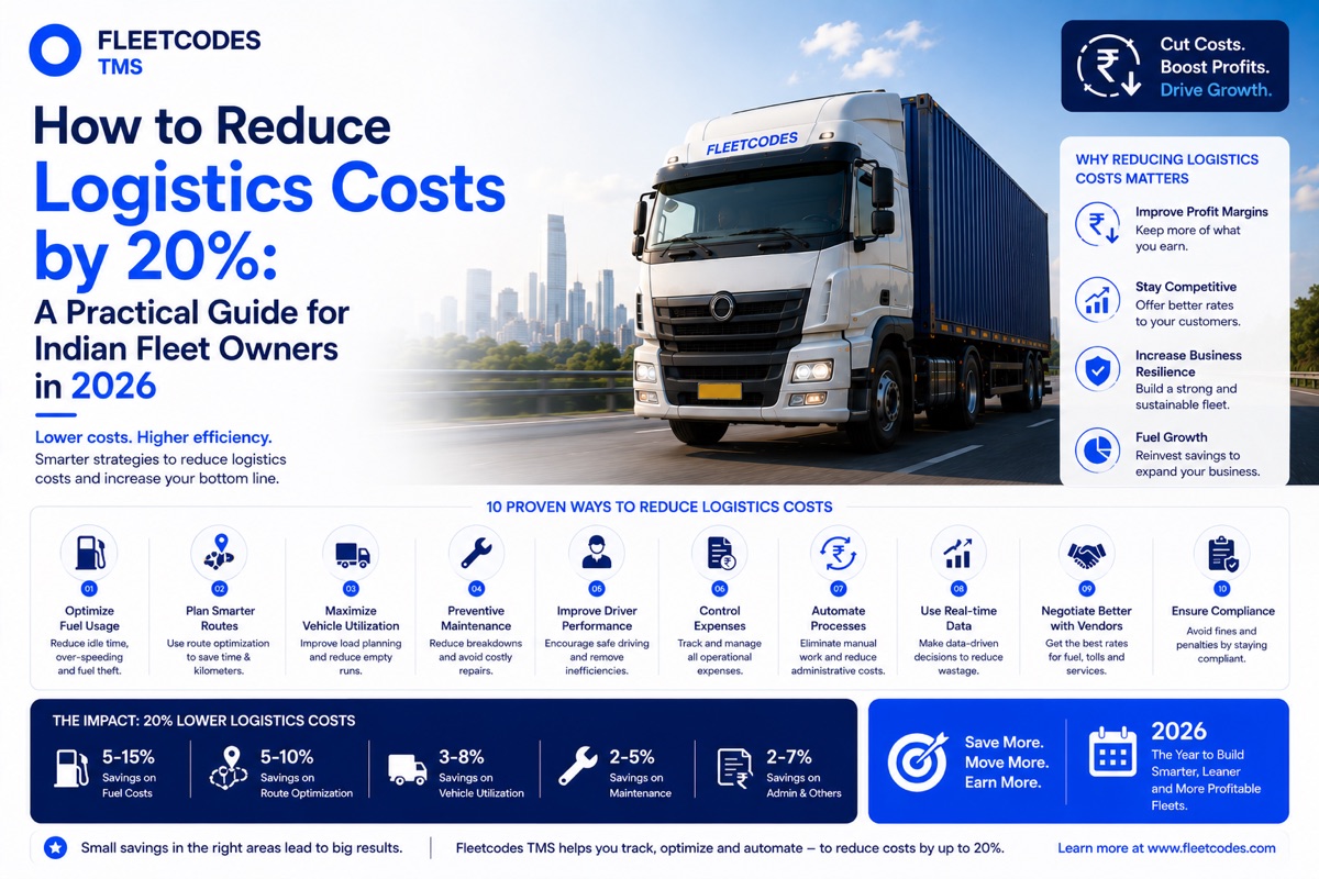 How to Reduce Logistics Costs by 20%: A Practical Guide for Indian Fleet Owners in 2026