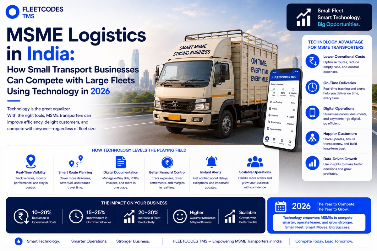 MSME Logistics in India: How Small Transport Businesses Can Compete with Large Fleets Using Technology in 2026