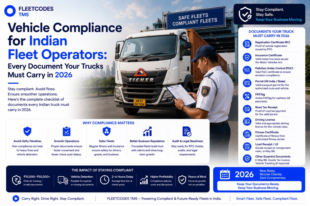 Vehicle Compliance for Indian Fleet Operators: Every Document Your Trucks Must Carry in 2026